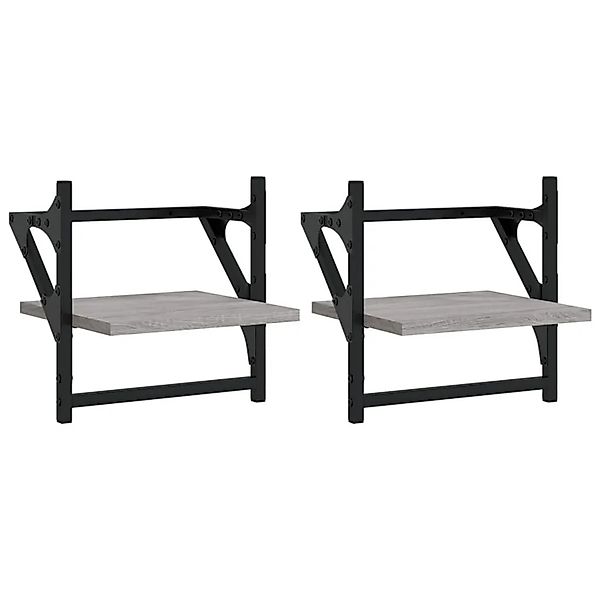 vidaXL Wandregale mit Stangen 2 Stk Grau Sonoma 30x25x30 cm 836236 günstig online kaufen