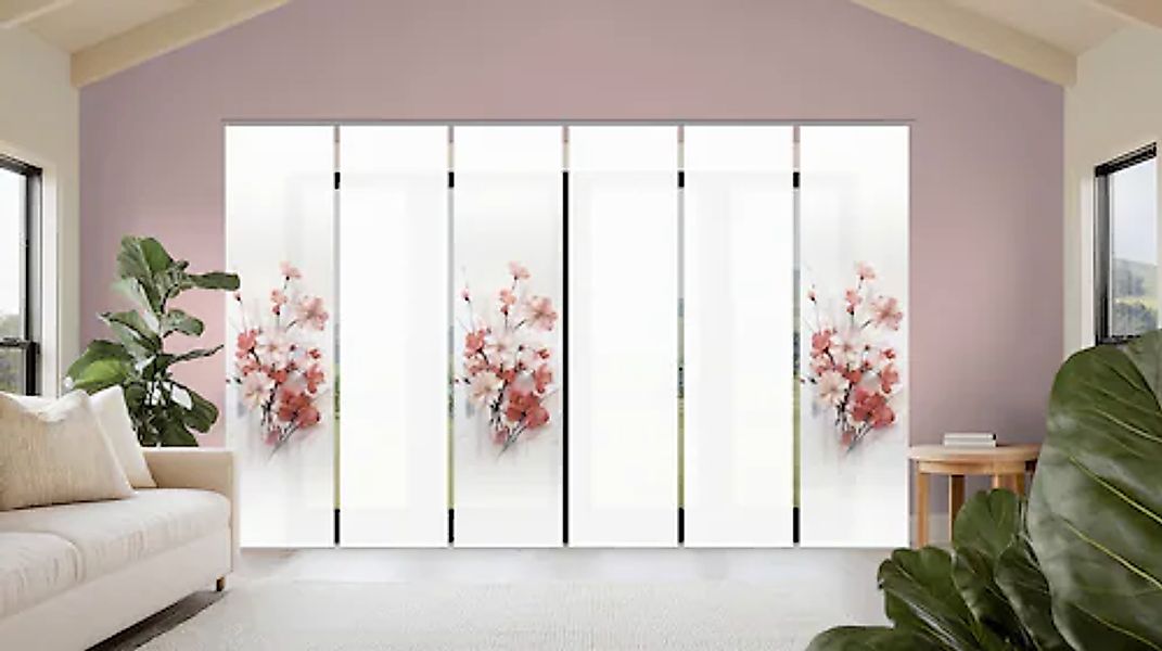 HOME WOHNIDEEN Schiebegardine »LOTUS« Paneelwagen 6 Stk. tlg. Schiebewand S günstig online kaufen