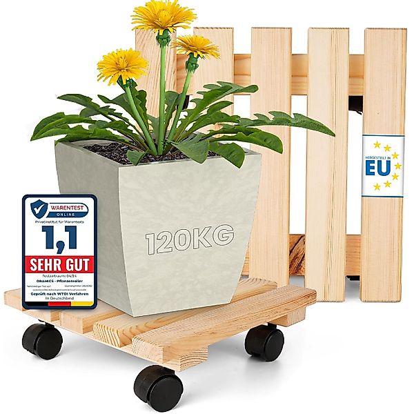 Oramics Pflanzenroller Holz Blumentopfuntersetzer eckig Massivholz günstig online kaufen