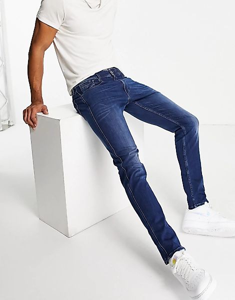 Replay – Anbass – Schmale Jeans in Mittelblau günstig online kaufen