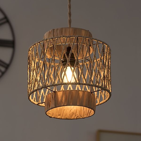 JDONG Pendelleuchte Lampenschirm Rattan 25cm Handgefertigte günstig online kaufen