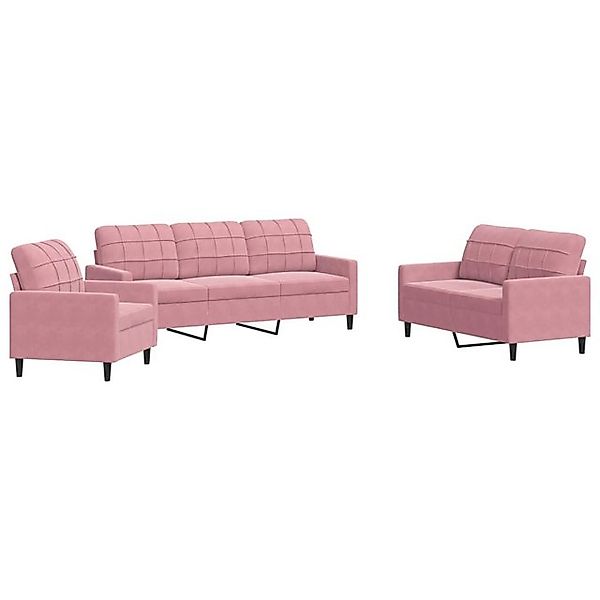 vidaXL Sofa 3-tlg. Sofagarnitur mit Kissen Rosa Samt günstig online kaufen