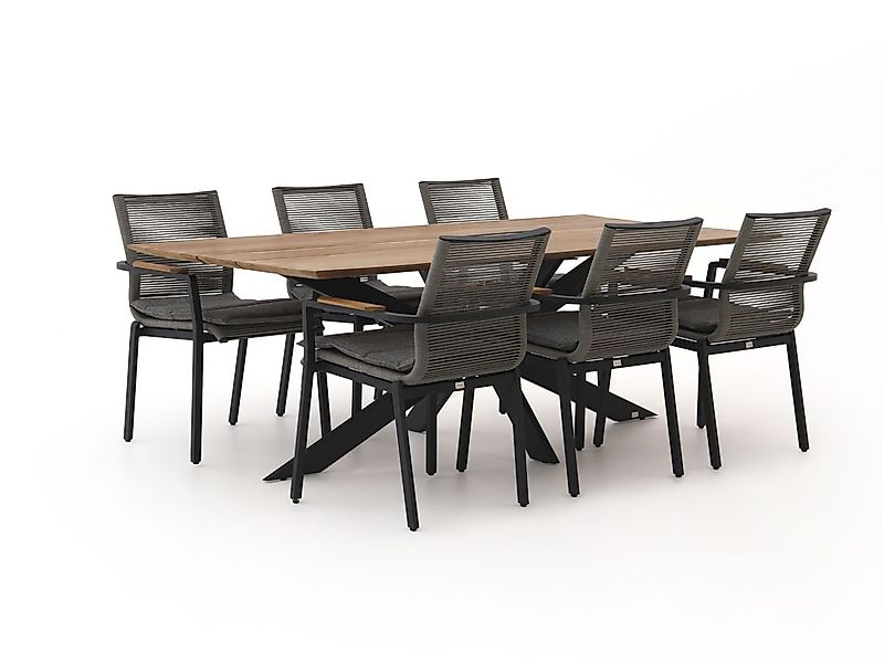 Bellagio Marudo/Furato 220 cm Gartenmöbel-Set 7-Teilig Stapelbar günstig online kaufen