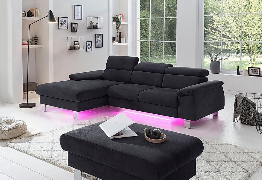 COTTA Ecksofa "Komaris L-Form, B: 244 cm" mit Kopfteilverstellung, optional günstig online kaufen