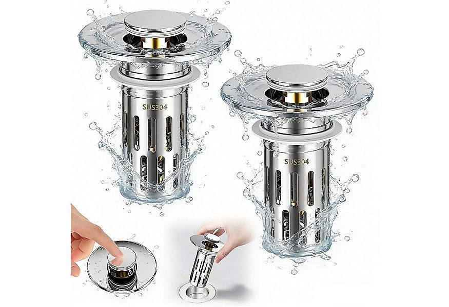 Mutig Waschbeckenstöpsel 2 Stück 2-in-1 Waschbeckenstöpsel mit Abflusssieb, günstig online kaufen