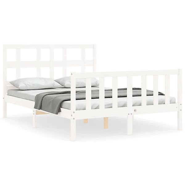 vidaXL Massivholzbett ohne Matratze Weiß 120x200 cm Kiefernholz 3193007 günstig online kaufen