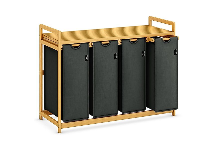 AdelDream Wäschekorb mit Bambusrahmen,200 l, 4 Fächer,Wäschesortierer günstig online kaufen