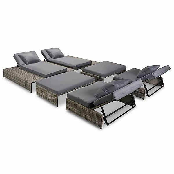 5-tlg. Garten-lounge-set Mit Auflagen Poly Rattan Grau günstig online kaufen