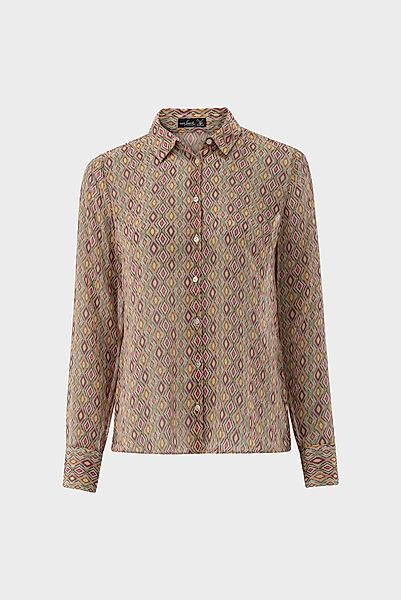 Hemdbluse mit Druck und Lurex Streifen günstig online kaufen