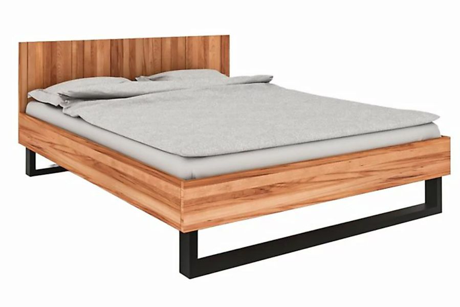 byoak Bett STEEL 140 x 210 aus Massivholz, mit Holzkopfteil, Naturgeölt günstig online kaufen