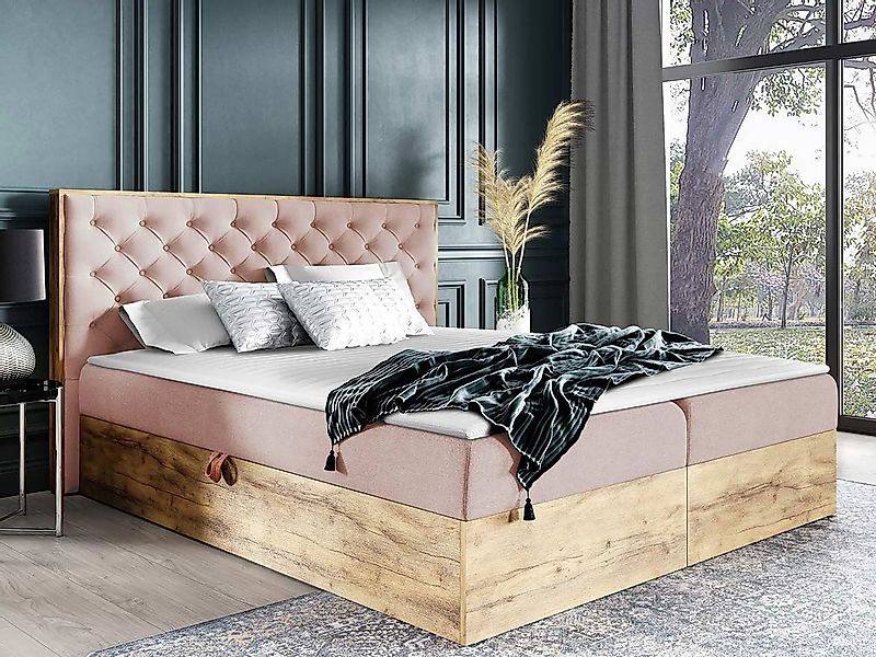MIRJAN24 Boxspringbett Wood 3 (mit Hauptmatratze, günstig online kaufen