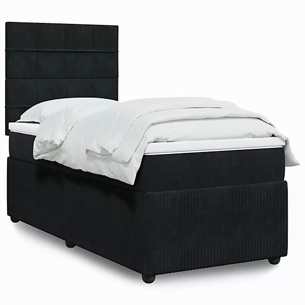 vidaXL Boxspringbett, Boxspringbett mit Matratze Schwarz 100x200 cm Samt günstig online kaufen