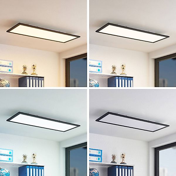 Lindby LED-Panel Nelios, 80 x 30 cm, CCT, schwarz, Metall günstig online kaufen