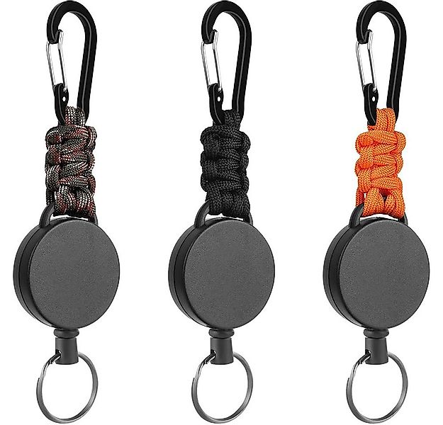 TUWENA Schlüsselanhänger Einziehbarer Schlüsselring 3 Stk, Karabiner-Auswei günstig online kaufen