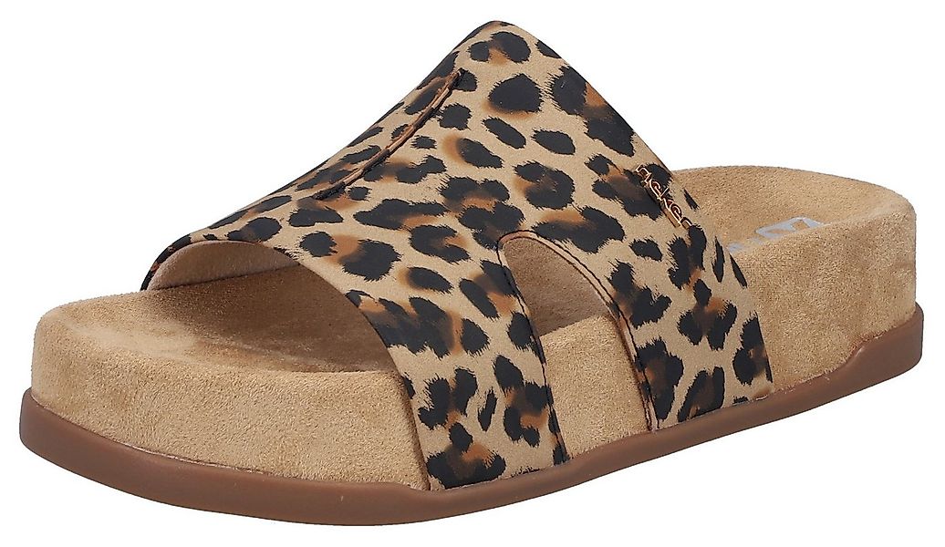 Rieker Pantolette Sommerschuh, Strandschuh, Urlaubsschuh in Leo-Optik günstig online kaufen