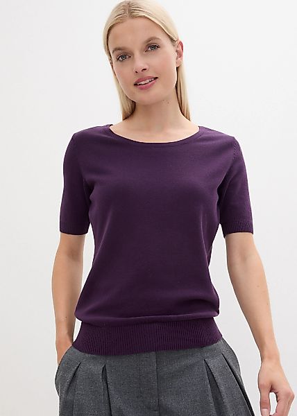 bonprix Strickpullover "Kurzarm Pullover" aus Baumwolle und Polyamid, Kurza günstig online kaufen