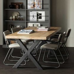 Tisch Massivholz Mango gekälkt X Gestell Metall schwarz günstig online kaufen