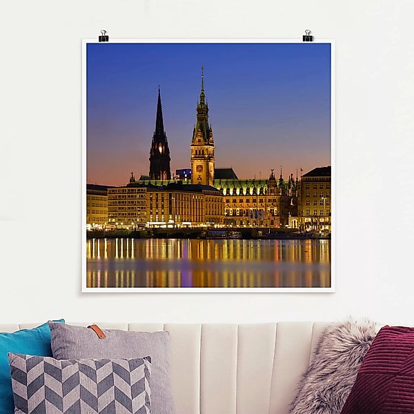 Poster - Quadrat Hamburger Panorama günstig online kaufen