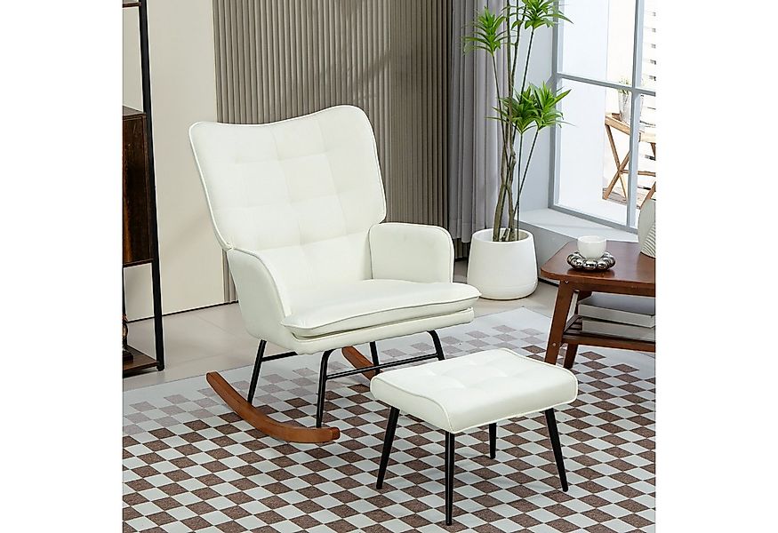 HOMCOM Schaukelsessel Stillsessel mit Hocker (Schaukelstuhl, 2-St., Schwing günstig online kaufen