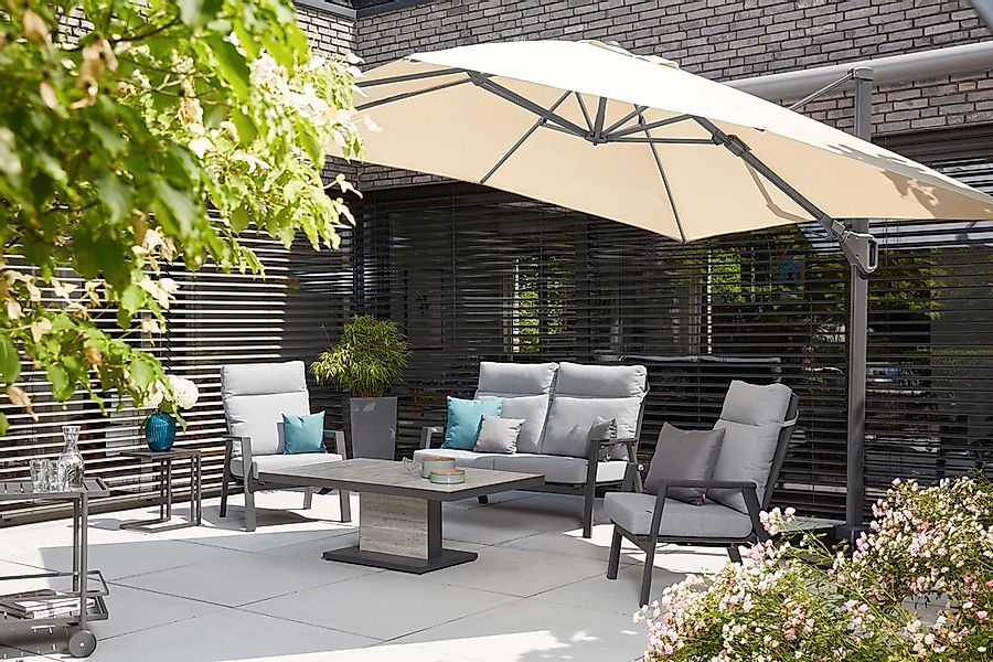 Siena Garden Ampelschirm 300 cm x  300 cm Natur mit Dreh- & Neigungsfunktio günstig online kaufen