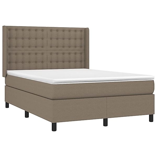 vidaXL Boxspringbett mit Matratze & LED Taupe 140x200 cm Stoff 3138641 günstig online kaufen