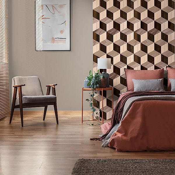 PROFHOME 398331-GU Fototapete 3D Matt Braun Beige 1,59 m x 2,8 m 0,53 m x 8 günstig online kaufen