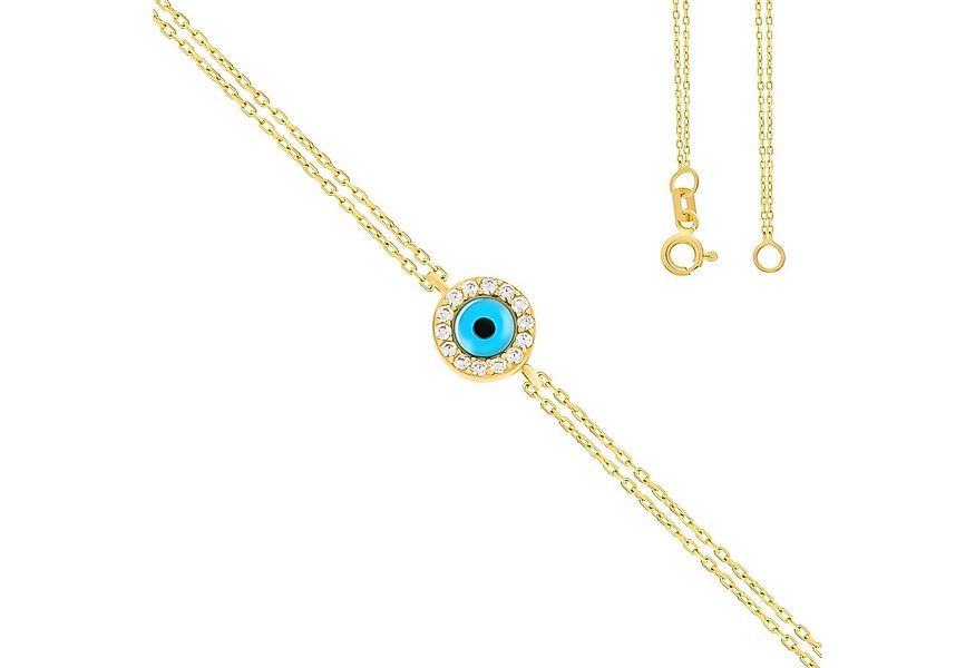 Stella-Jewellery Goldarmband Armband 585er Gelbgold Plättchen Glücksauge 18 günstig online kaufen