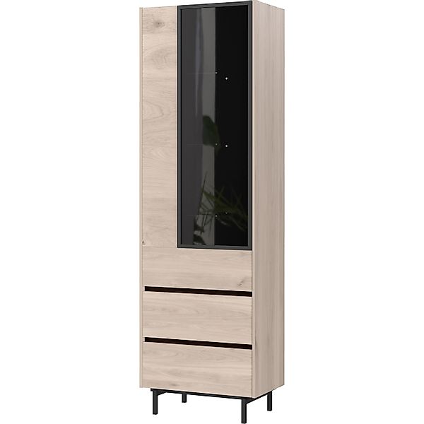 Germania Vitrine 64 cm x 206 cm x 40 cm Eiche Schwarz günstig online kaufen
