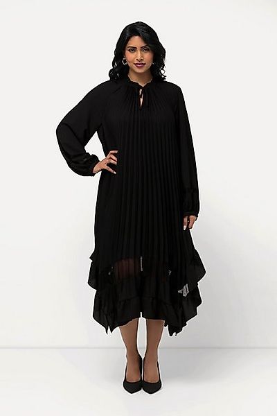 Ulla Popken Midikleid Plissee-Kleid Spitze A-Linie günstig online kaufen