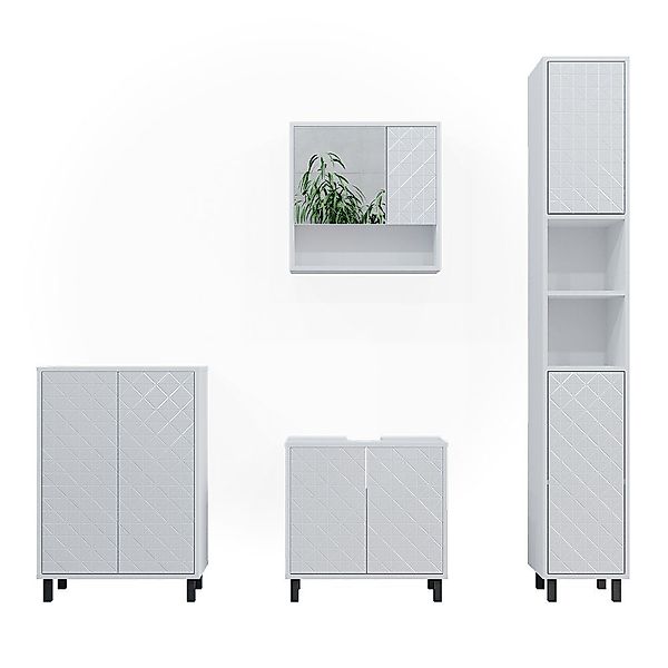 Vicco Badmöbel-Set Agasta, Weiß Hochglanz, 4 günstig online kaufen
