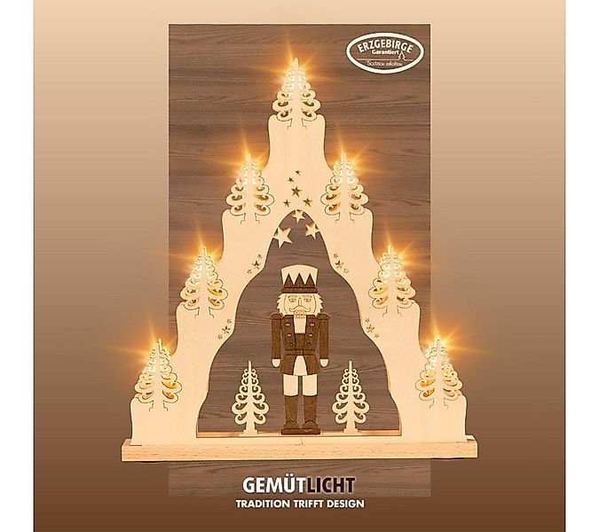 Weigla LED Schwibbogen Nussknacker, Lichterspitze aus Holz, NATUR-BRAUN, Ma günstig online kaufen