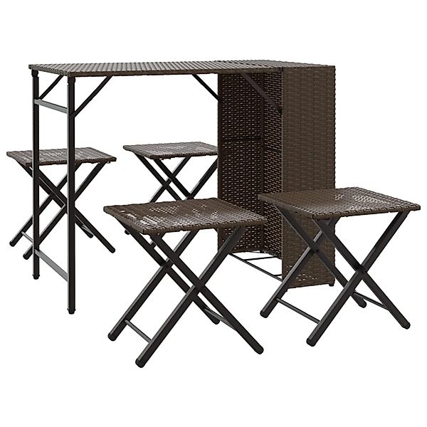 vidaXL 5-Tlg Garten-Essgruppe Klappbar Braun Poly Rattan 365945 günstig online kaufen
