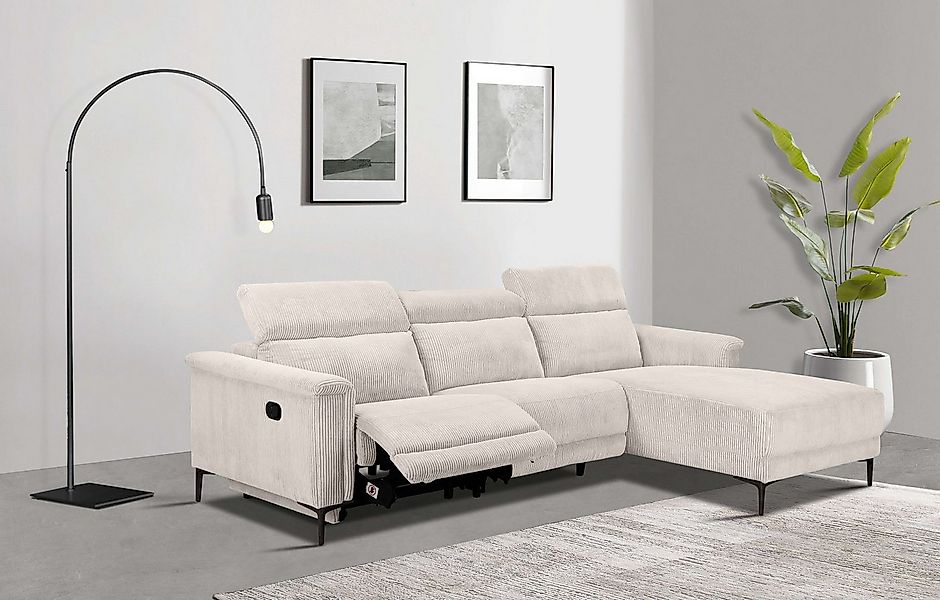 Places of Style Ecksofa "Lund in Cord, L-Form, 261 cm, manuelle und elektr. günstig online kaufen
