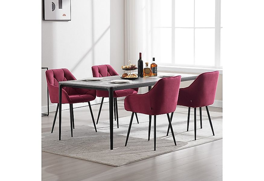 Woltu 4-Fußstuhl (Set, 4 St), Esszimmerstühle ergonomischer aus Samt günstig online kaufen