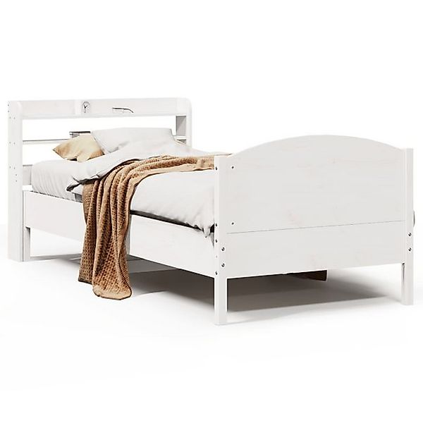 vidaXL Bett, Massivholzbett ohne Matratze Weiß 90x200 cm Kiefernholz günstig online kaufen