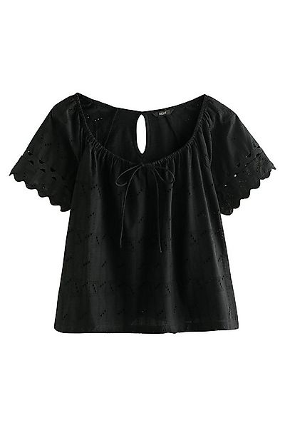 Next Kurzarmbluse Kurzarmoberteil mit Zackenlitze und Lochstickerei (1-tlg) günstig online kaufen