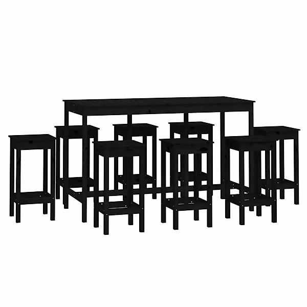 vidaXL 9-tlg. Bar-Set Schwarz Massivholz Kiefer Modell 1 günstig online kaufen