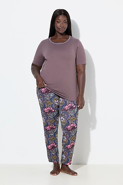 Ulla Popken Pyjama Pyjama Blüten Rundhals günstig online kaufen