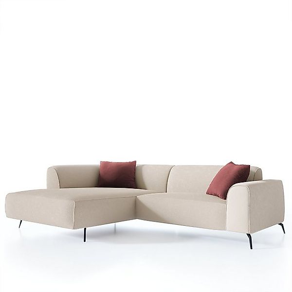 Newroom Ecksofa Luna, cord - Wellenfedern und Schaumkern - beige / creme günstig online kaufen