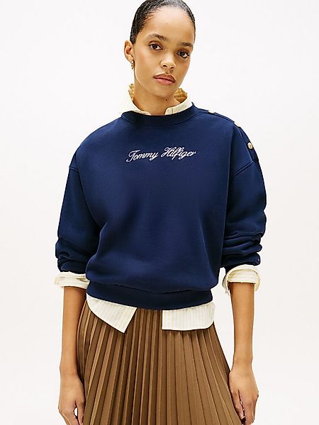 Tommy Hilfiger Sweatshirt GOLD BTN SCRIPT FLEECE SWTSRT mit goldfarbenen Kn günstig online kaufen