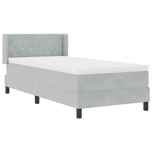 vidaXL Boxspringbett mit Matratze Hellgrau 200 x 90 cm Polyester 3341396 günstig online kaufen