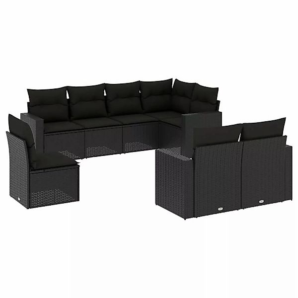 vidaXL 8-tlg Garten-Sofagarnitur mit Kissen Schwarz Poly Rattan Modell 66 günstig online kaufen