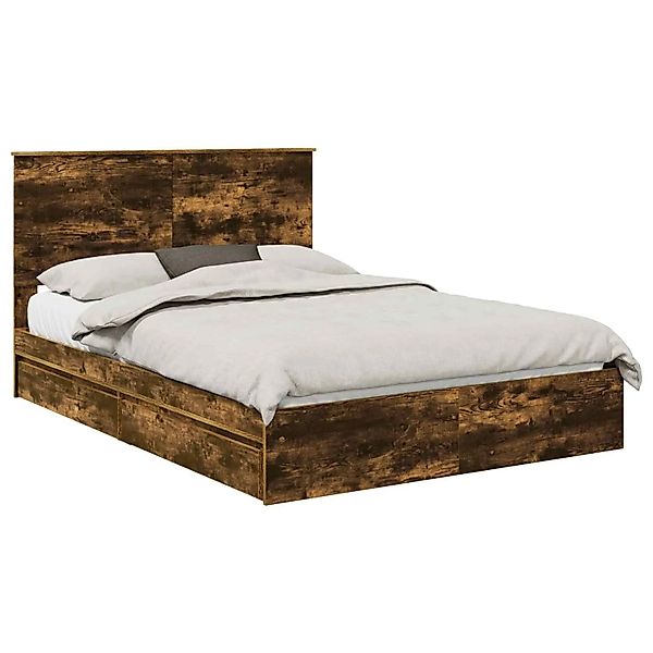 vidaXL Stauraumbett Räuchereiche 140 x 200 cm Holzwerkstoff 3409556 günstig online kaufen