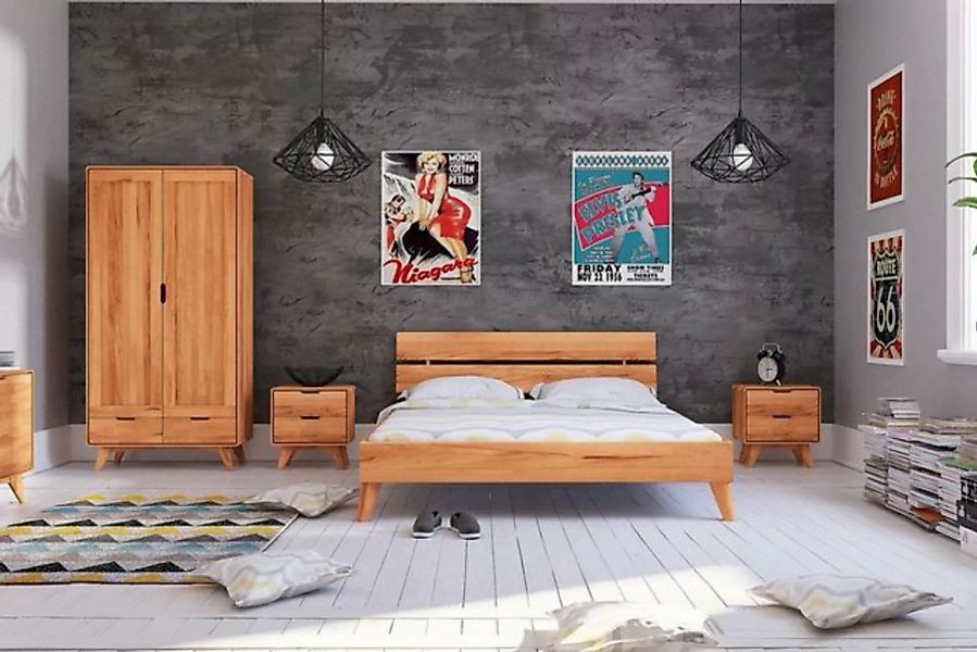 Natur24 Einzelbett Bett Gerg 2 Sonderlänge 80x190 Kernbuche Holzkopfteil un günstig online kaufen