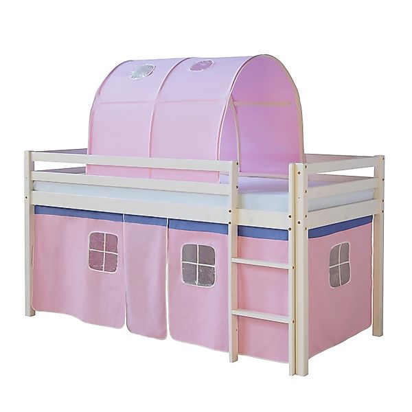 Homestyle4u Hochbett 90x200 Vorhang Rosa 1559 günstig online kaufen