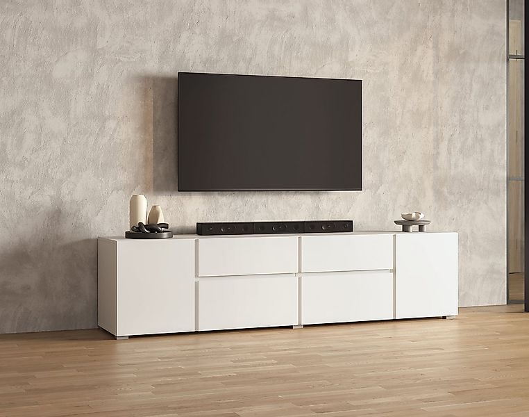 OTTO home Lowboard Asymetric,Breite 195cm, grifflose Lowboard 2Klappen/2Sch günstig online kaufen