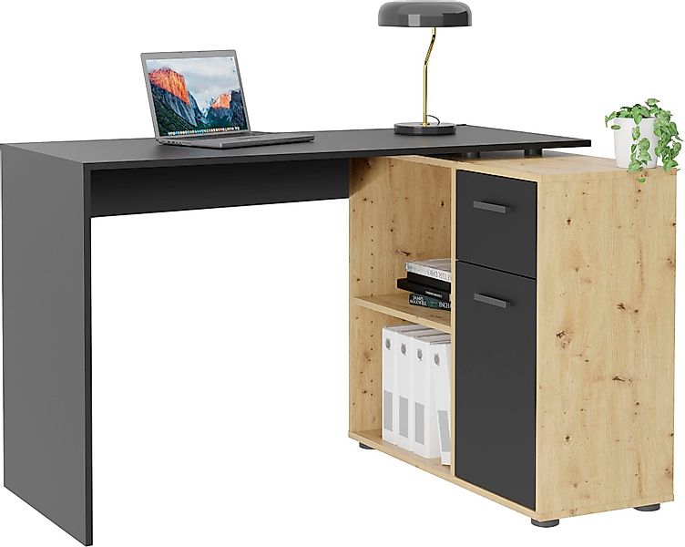 FMD Eckschreibtisch AUGSBURG, Schreibtisch/Sideboard m. Stauraum, günstig online kaufen