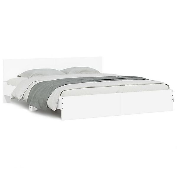 vidaXL Bettgestell, Bettrahmen mit Kopfteil Weiß 180x200 cm günstig online kaufen