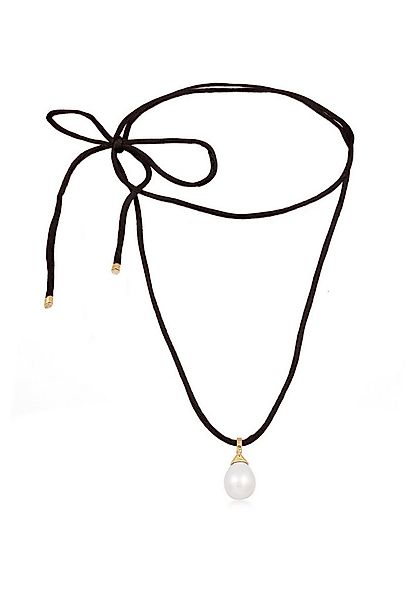 Elli Perlenkette Muschelkernperle Tropfen Satinband 925 Silber günstig online kaufen