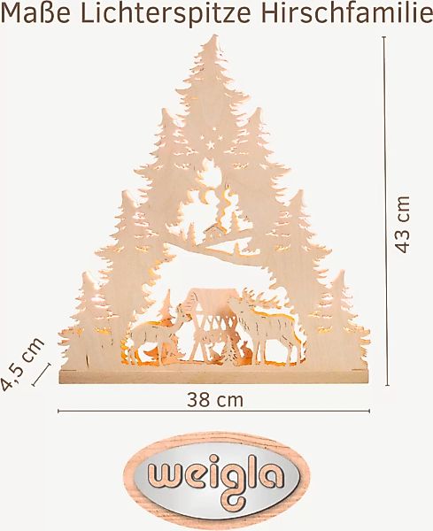 Weigla Lichterbogen »Hirschfamilie, Lichterspitze aus Holz, NATUR«, Erzgebi günstig online kaufen